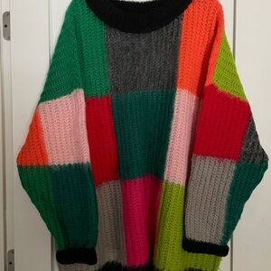 Colorful Patchwork Crew Neck Sweater
